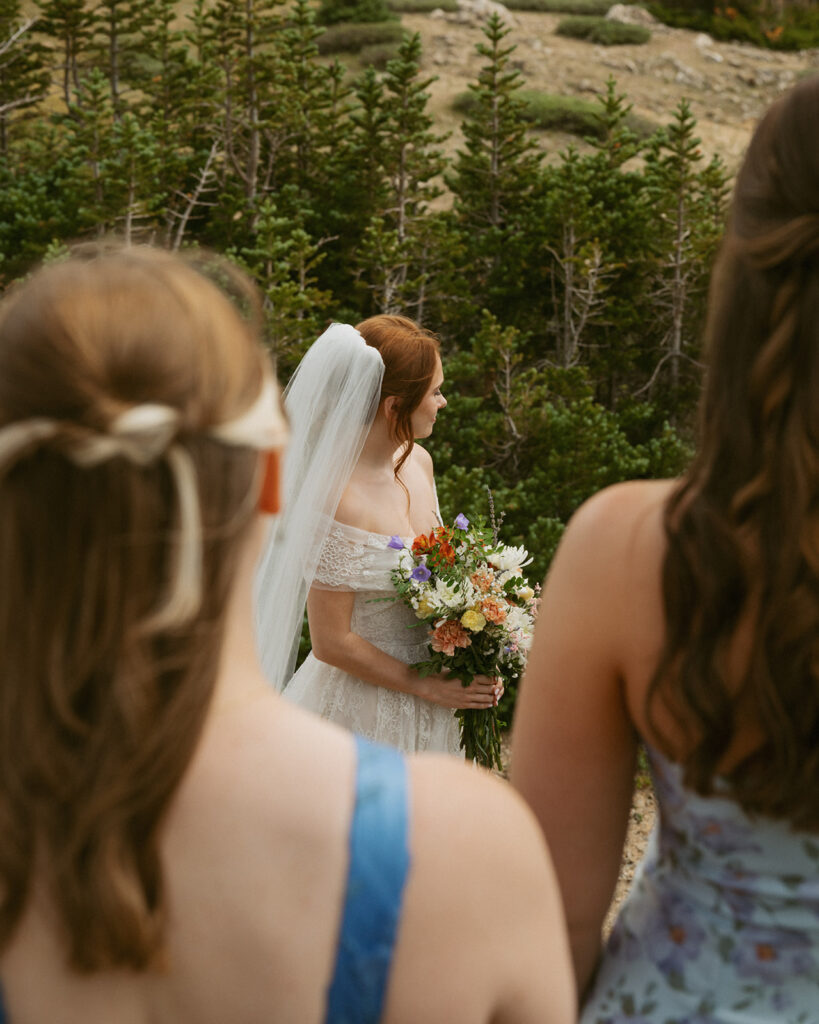bride at her intimate elopement ceremony in CO